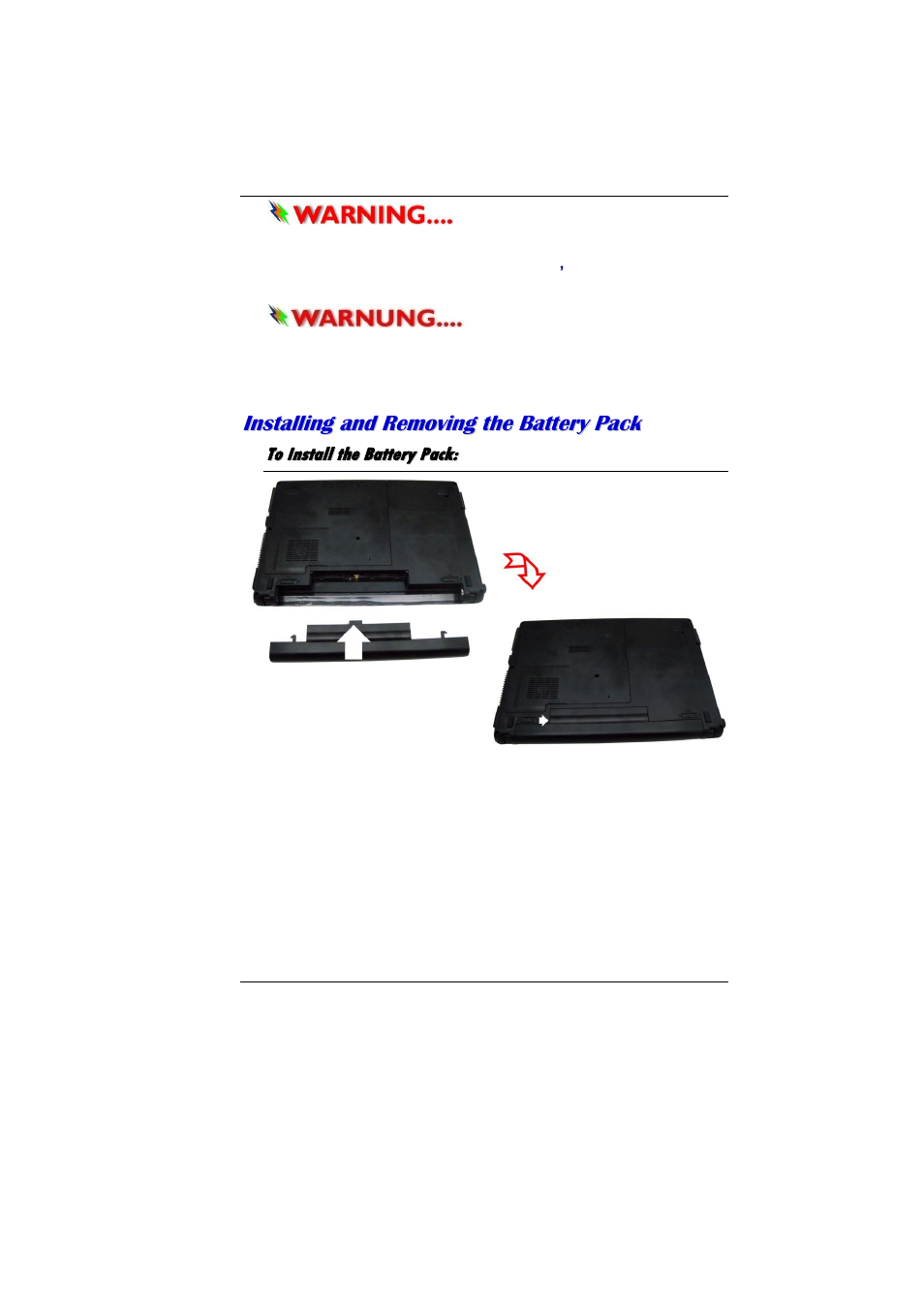 To install the battery pack | Elitegroup MB40II / IA ID 3 User Manual | Page 27 / 73