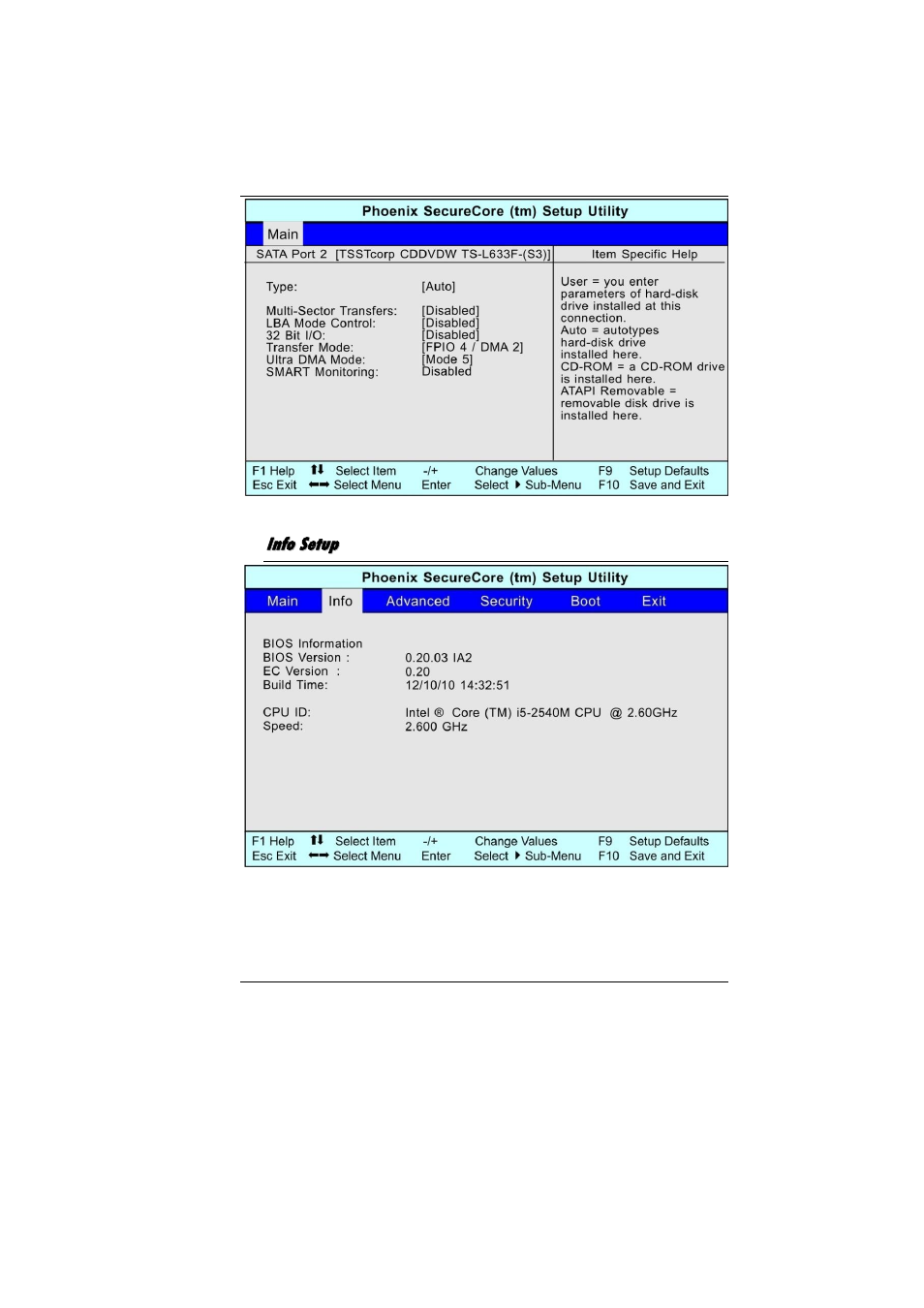Info setup | Elitegroup MB40II / IA ID 3 User Manual | Page 46 / 73