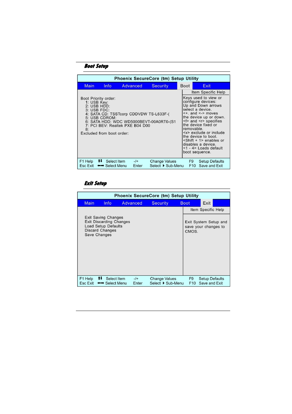 Boot setup, Exit setup | Elitegroup MB40II / IA ID 3 User Manual | Page 48 / 73