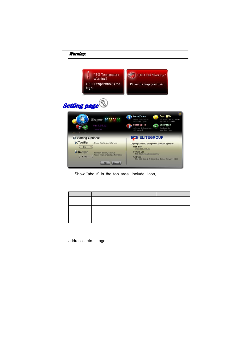 Warning | Elitegroup MB40II / IA ID 3 User Manual | Page 65 / 73