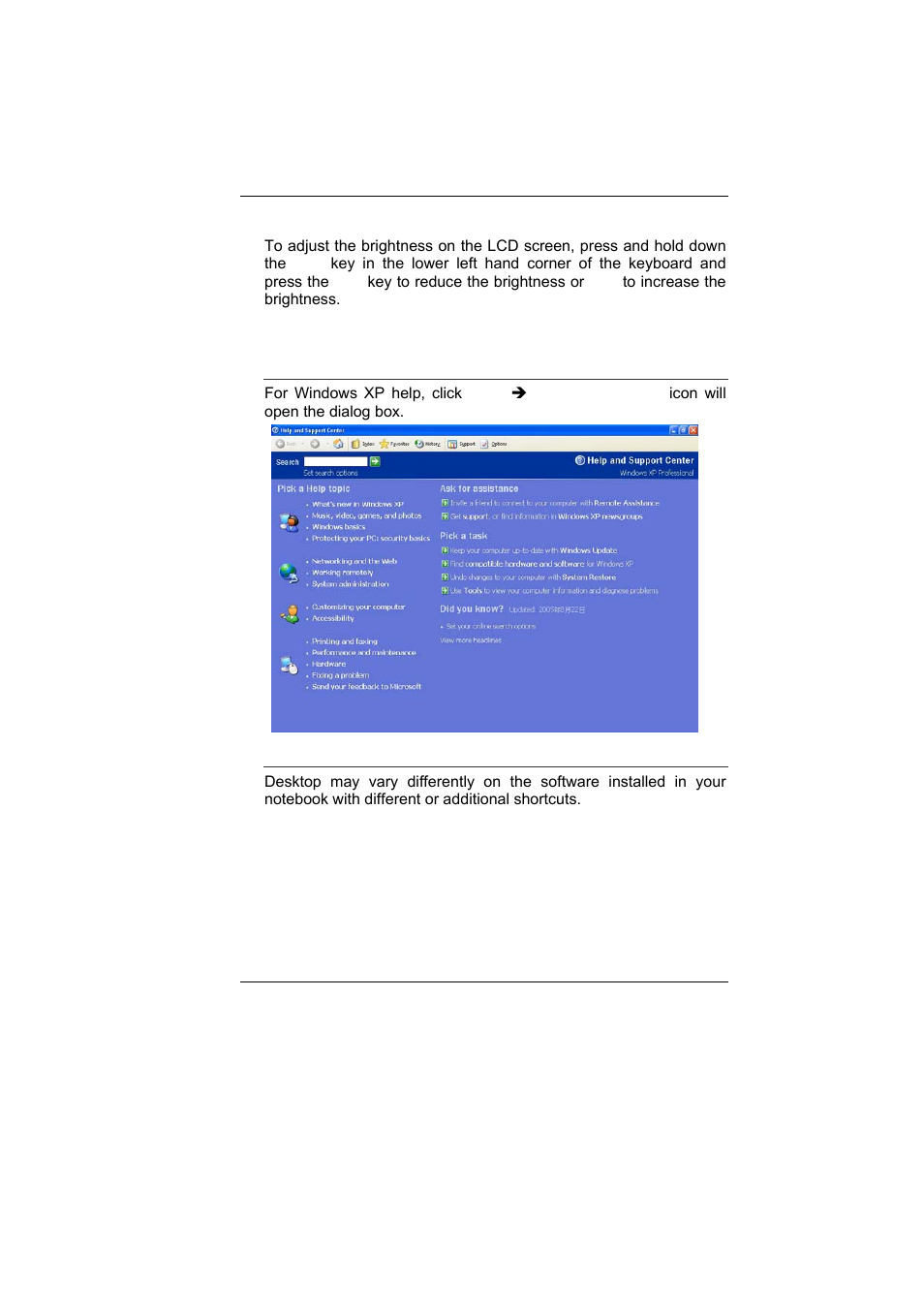 Adjusting the brightness, Using the windows | Elitegroup U10IL User Manual | Page 42 / 84