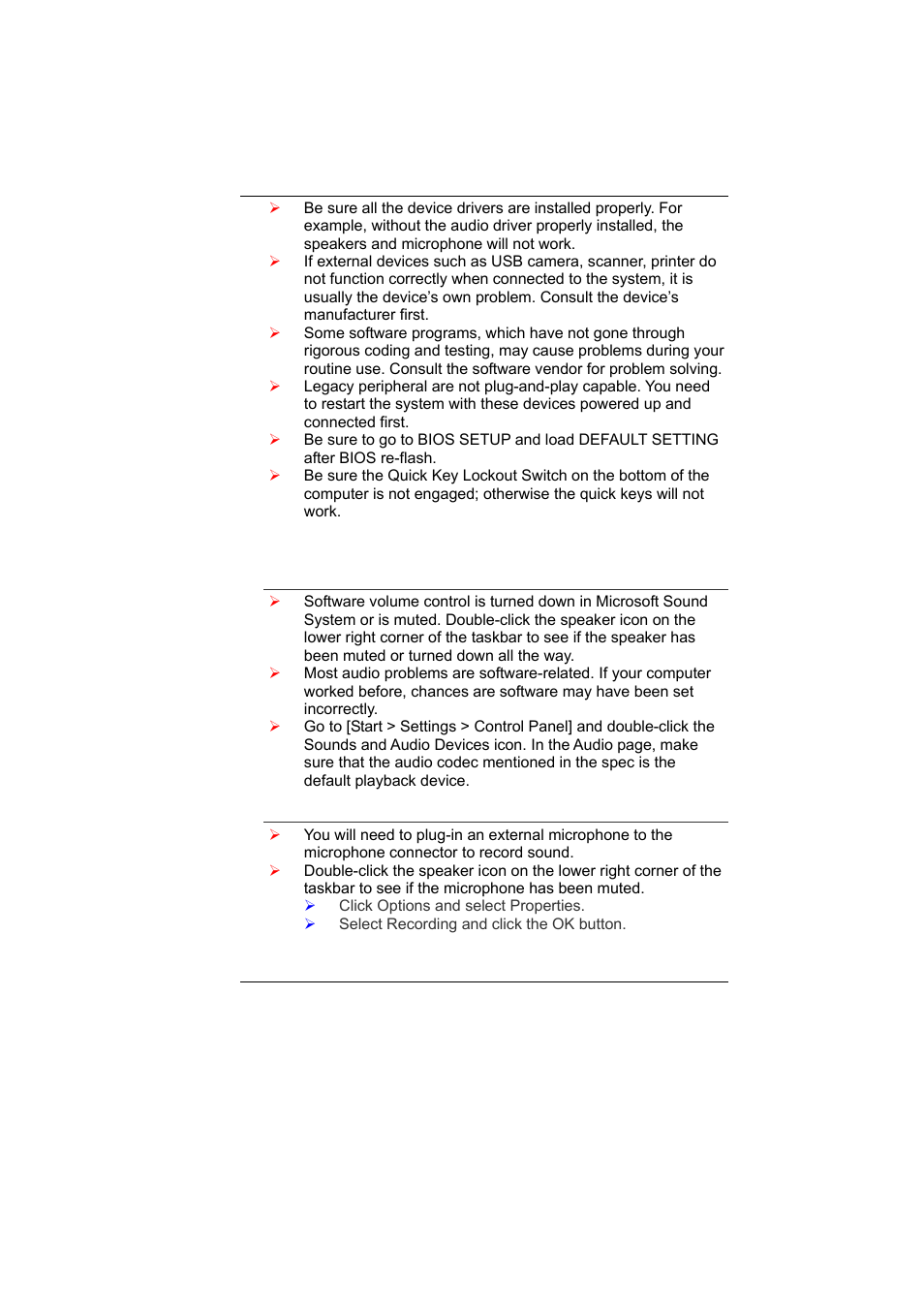 Audio problems | Elitegroup U10IL User Manual | Page 75 / 84