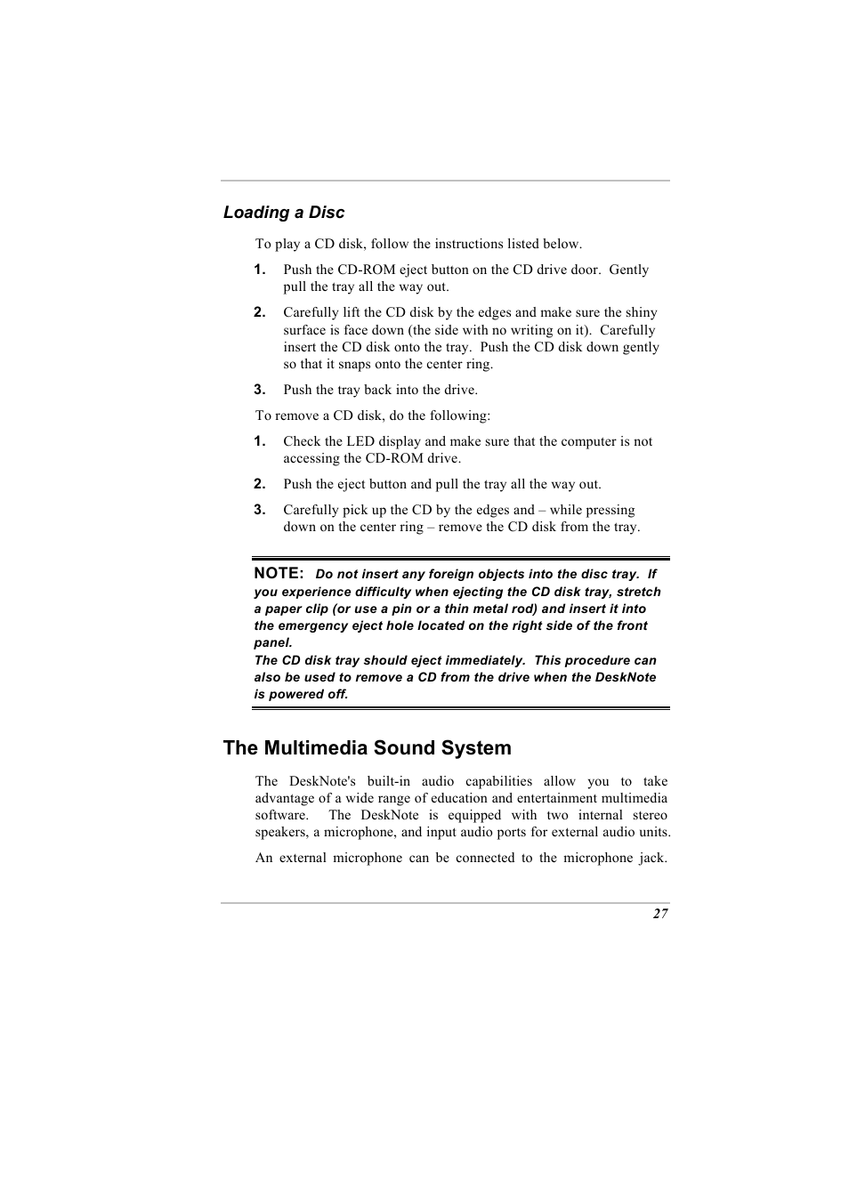 Loading a disc, The multimedia sound system | Elitegroup A900 (V2.1) User Manual | Page 41 / 85