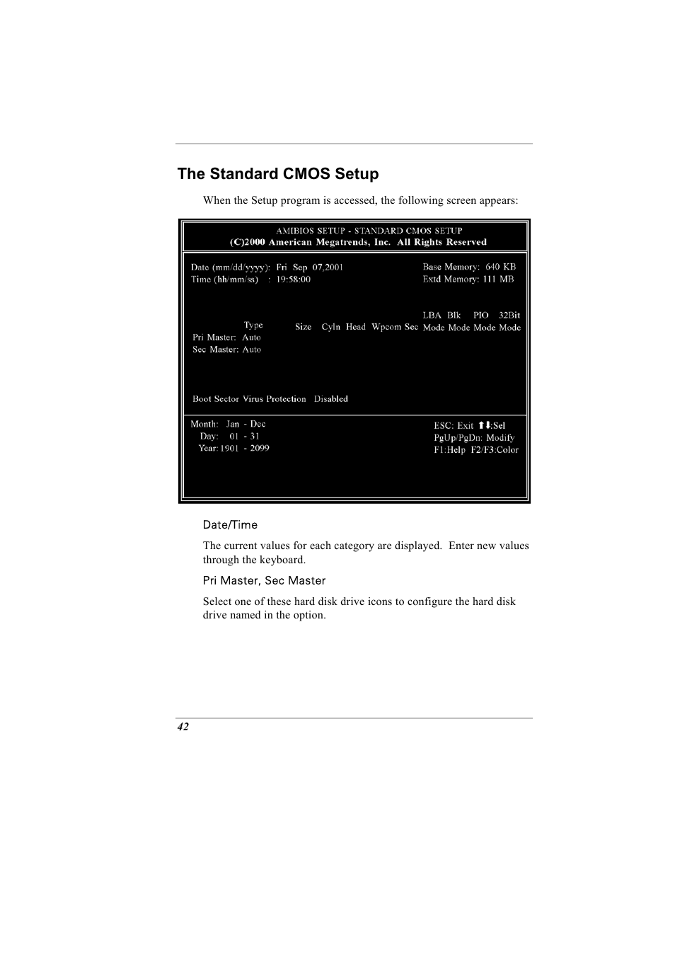 The standard cmos setup | Elitegroup A900 (V2.1) User Manual | Page 56 / 85