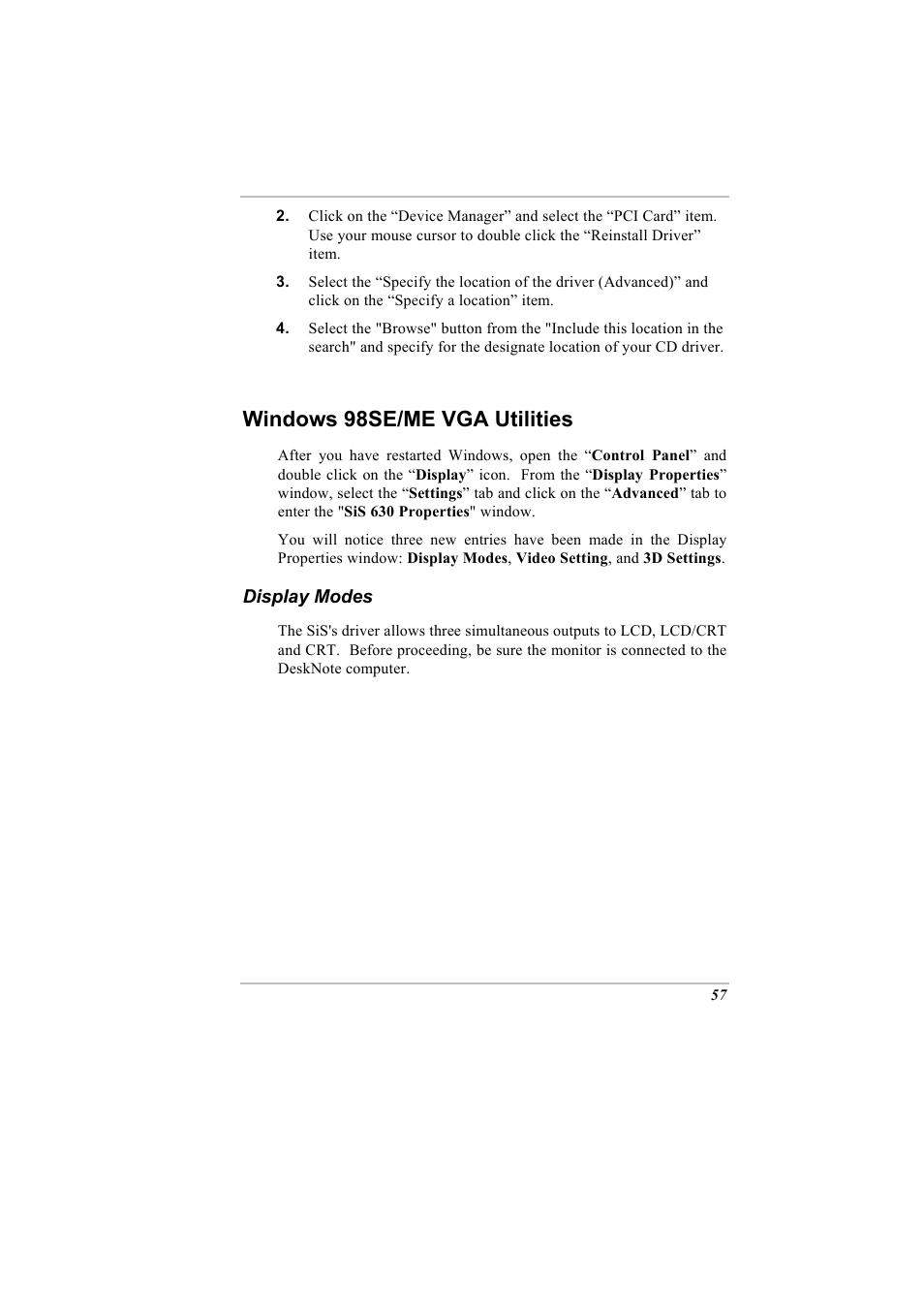 Windows 98se/me vga utilities, Display modes | Elitegroup A900 (V2.1) User Manual | Page 71 / 85