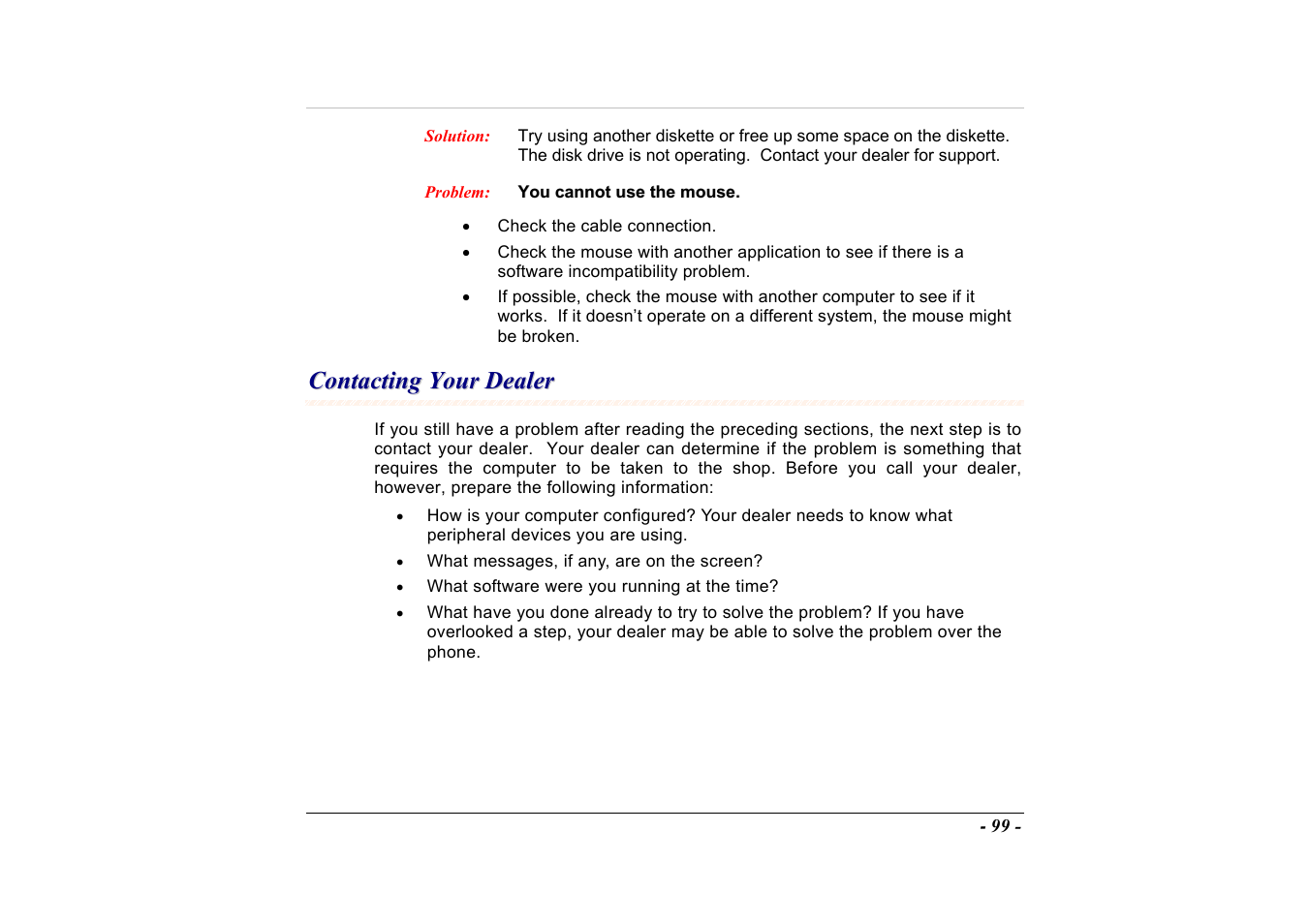 Contacting your dealer | Elitegroup A535 User Manual | Page 101 / 117