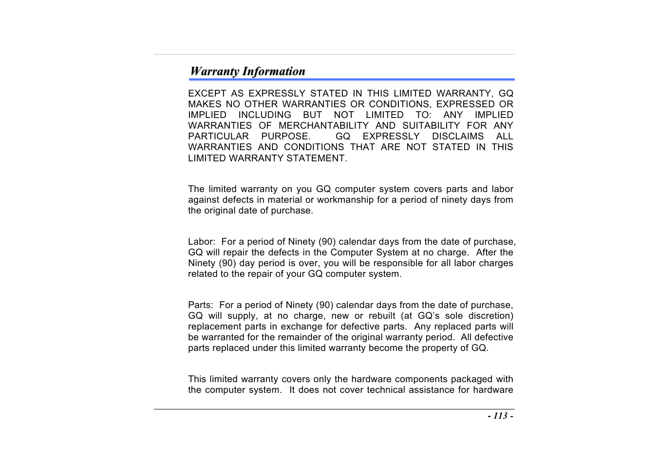 Warranty information | Elitegroup A535 User Manual | Page 115 / 117