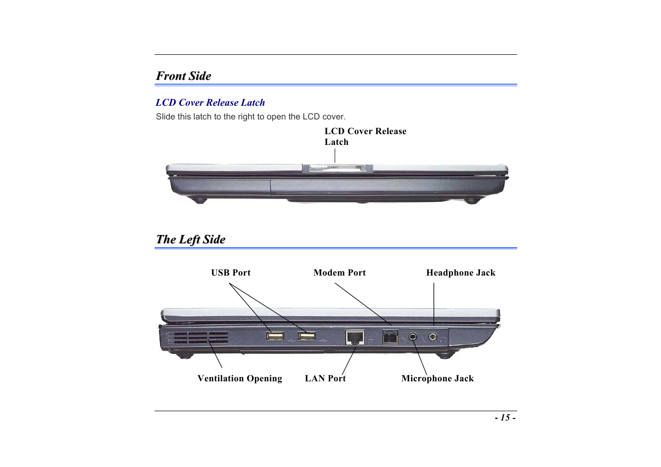Front side, The left side | Elitegroup A535 User Manual | Page 17 / 117
