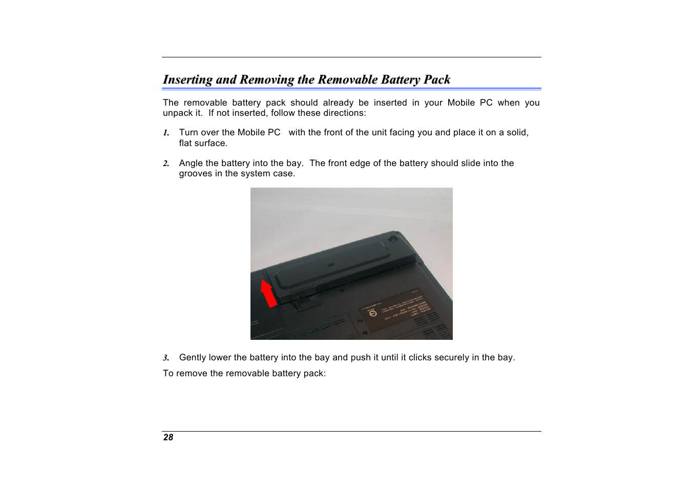 Inserting and removing the removable battery pack | Elitegroup A535 User Manual | Page 30 / 117