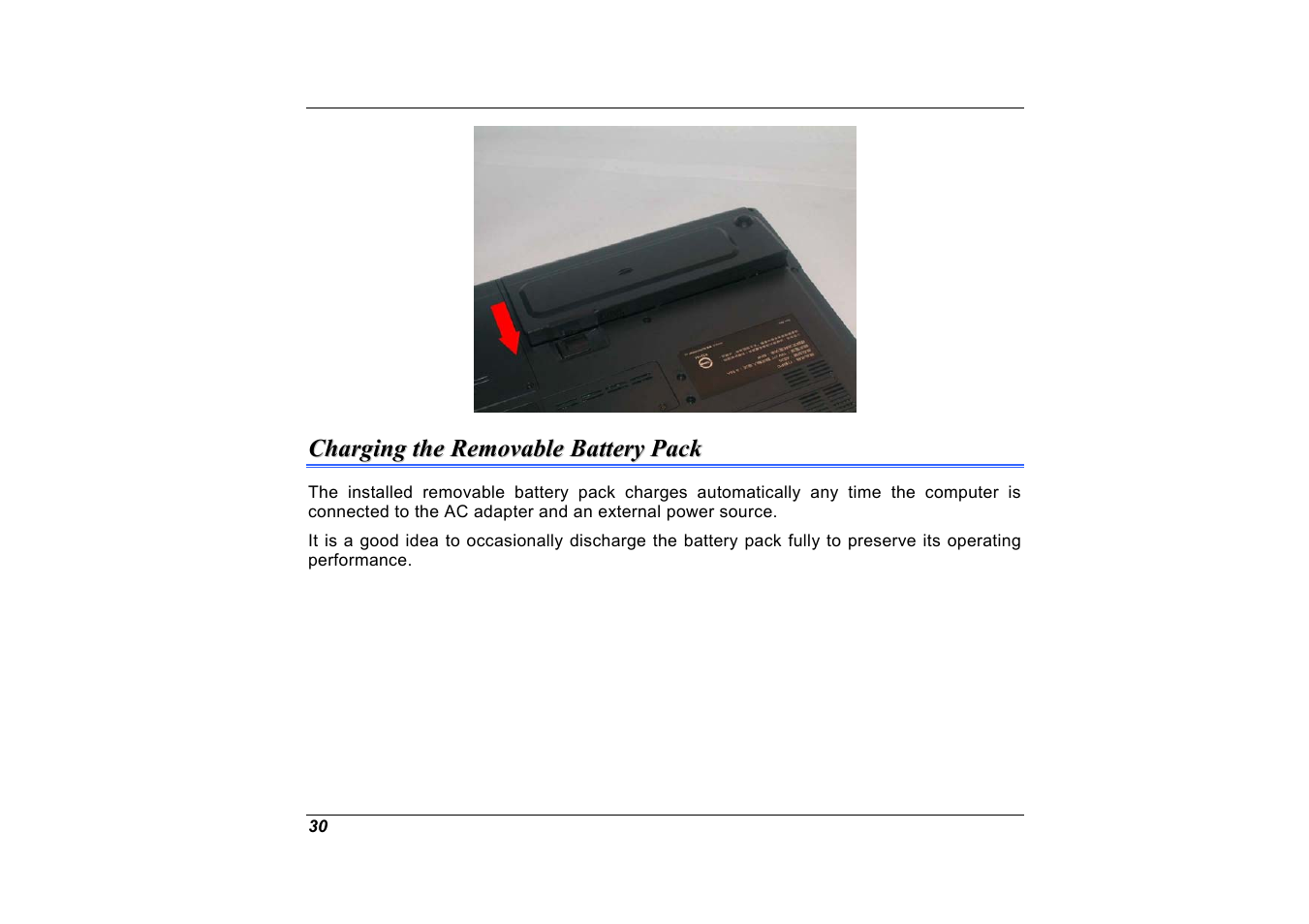 Charging the removable battery pack | Elitegroup A535 User Manual | Page 32 / 117