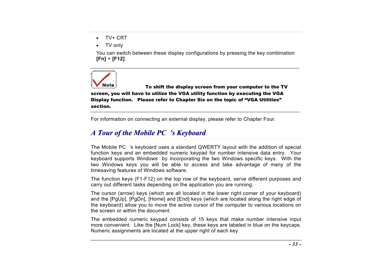 A tour of the mobile pc ’s keyboard | Elitegroup A535 User Manual | Page 35 / 117