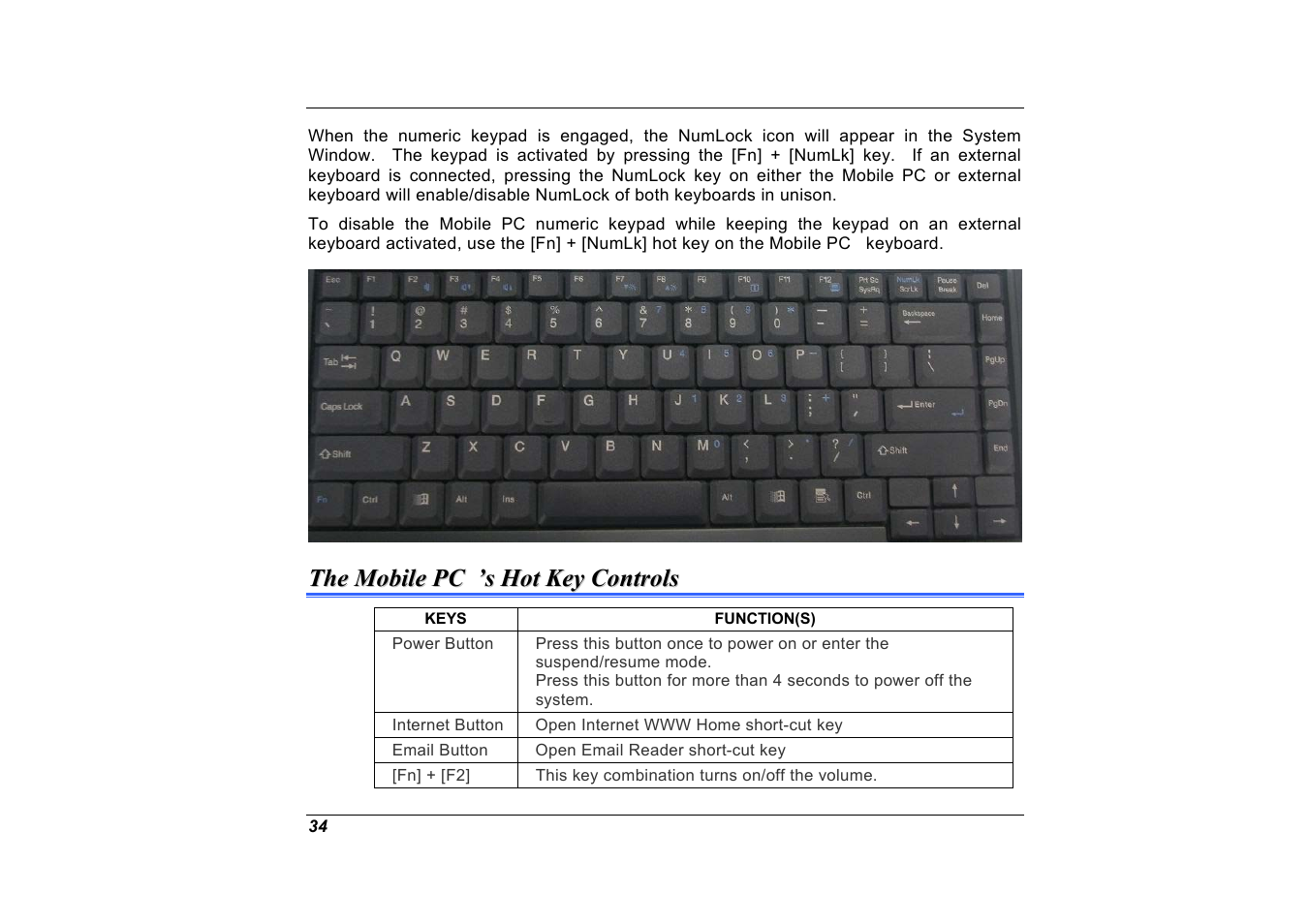 The mobile pc ’s hot key controls | Elitegroup A535 User Manual | Page 36 / 117