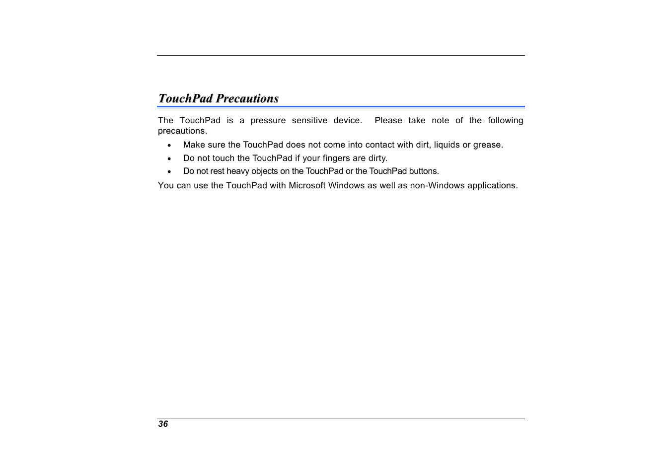 Touchpad precautions | Elitegroup A535 User Manual | Page 38 / 117