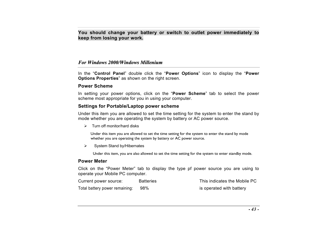 For windows 2000/windows millenium | Elitegroup A535 User Manual | Page 45 / 117