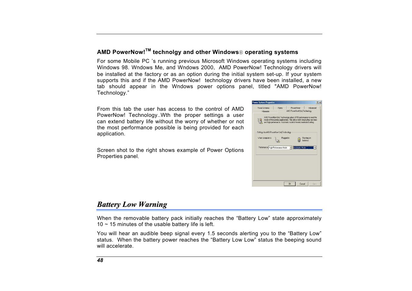 Battery low warning | Elitegroup A535 User Manual | Page 50 / 117