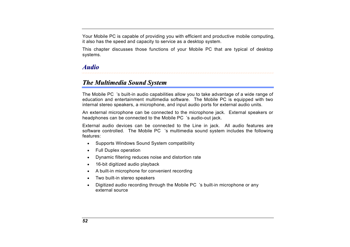 Audio, The multimedia sound system | Elitegroup A535 User Manual | Page 54 / 117