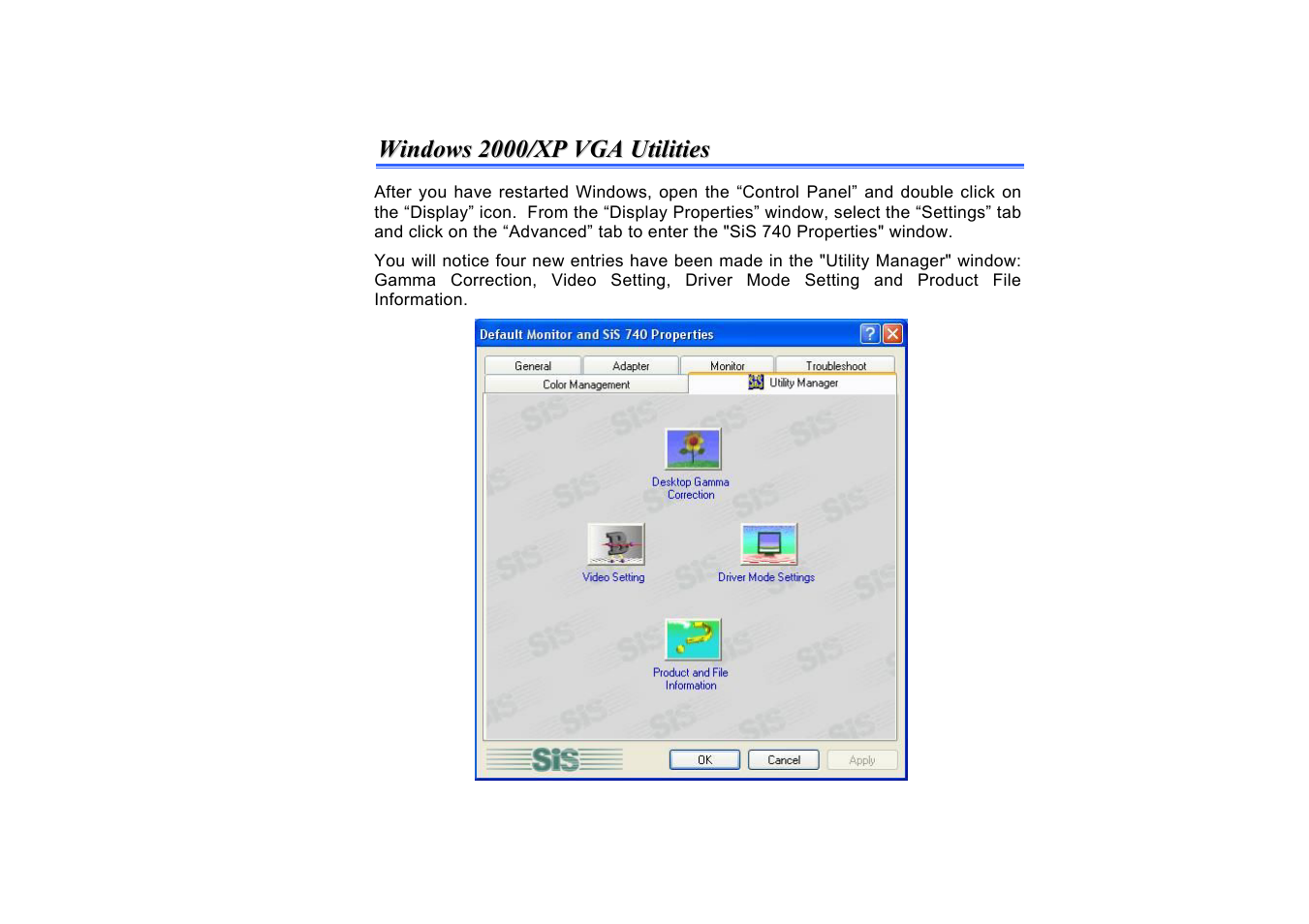 Windows 2000/xp vga utilities | Elitegroup A535 User Manual | Page 88 / 117