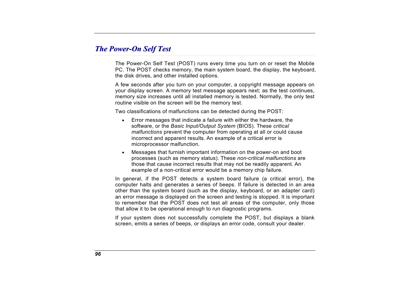 The power-on self test | Elitegroup A535 User Manual | Page 98 / 117