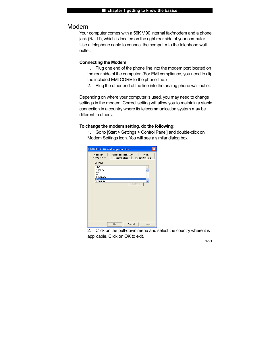 Modem | Elitegroup 755IN v.1 User Manual | Page 21 / 22