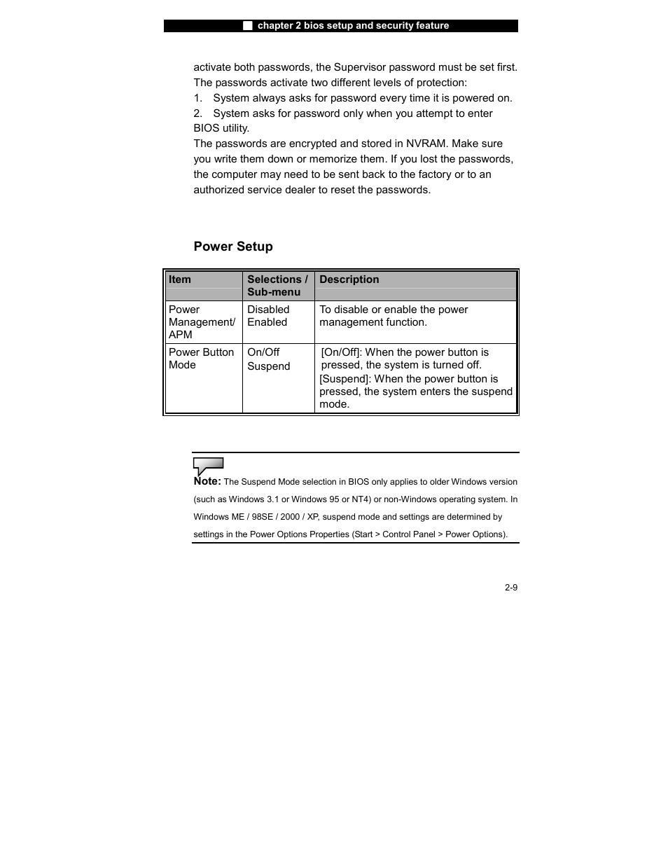 Power setup | Elitegroup 755IN v.2 User Manual | Page 9 / 10