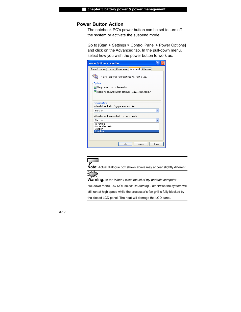 Power button action | Elitegroup 755IN v.3 User Manual | Page 12 / 14