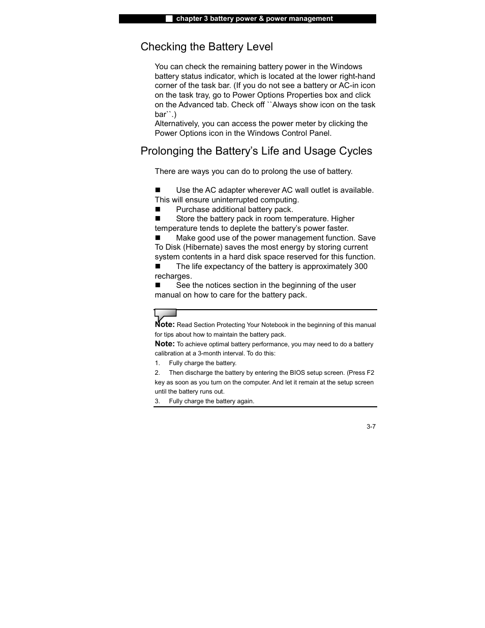 Checking the battery level, Prolonging the battery’s life and usage cycles | Elitegroup 755IN v.3 User Manual | Page 7 / 14