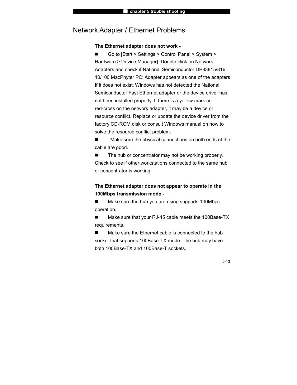 Network adapter / ethernet problems | Elitegroup 755IN v.5 User Manual | Page 13 / 17