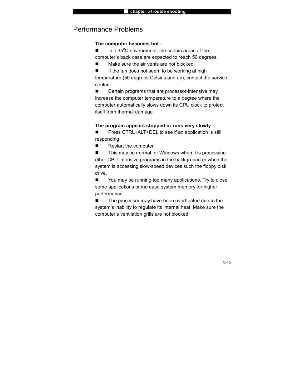 Performance problems | Elitegroup 755IN v.5 User Manual | Page 15 / 17