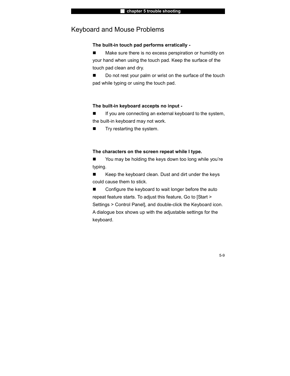 Keyboard and mouse problems | Elitegroup 755IN v.5 User Manual | Page 9 / 17