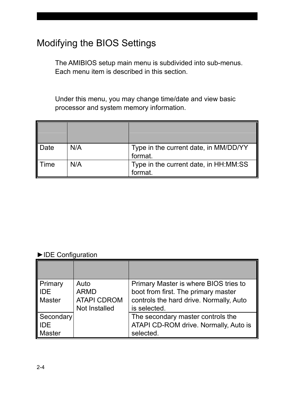 Modifying the bios settings, Main setup, Advanced setup | Elitegroup 755II1 v.2 User Manual | Page 4 / 10