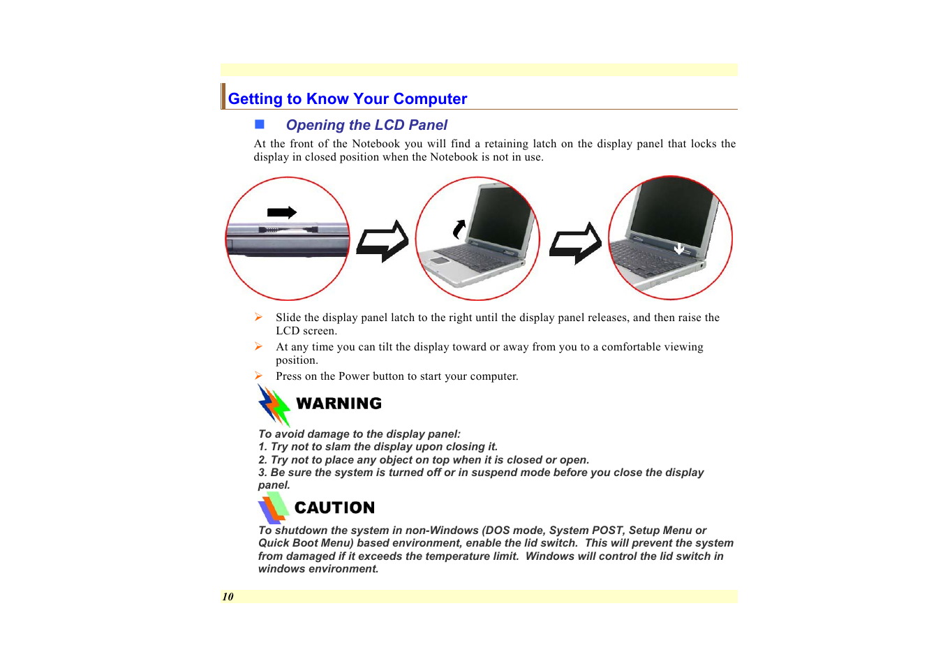 Getting to know your computer, Opening the lcd panel | Elitegroup 557 User Manual | Page 20 / 81