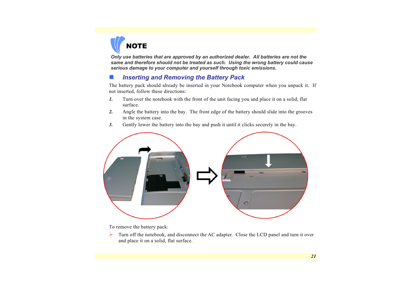 Inserting and removing the battery pack | Elitegroup 557 User Manual | Page 31 / 81