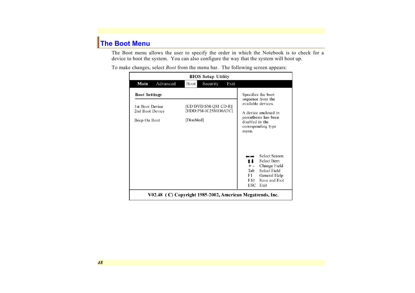 The boot menu | Elitegroup 557 User Manual | Page 58 / 81