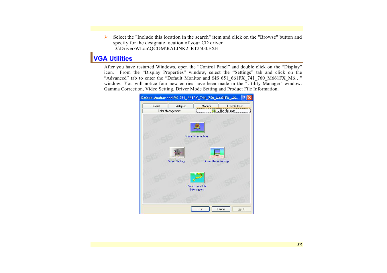 Vga utilities | Elitegroup 557 User Manual | Page 63 / 81