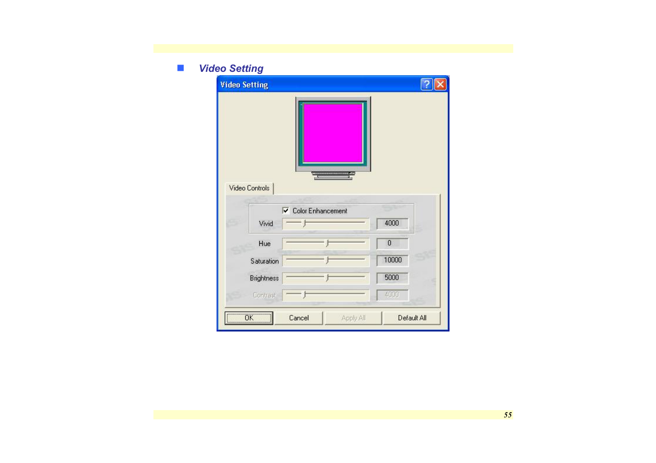 Video setting | Elitegroup 557 User Manual | Page 65 / 81