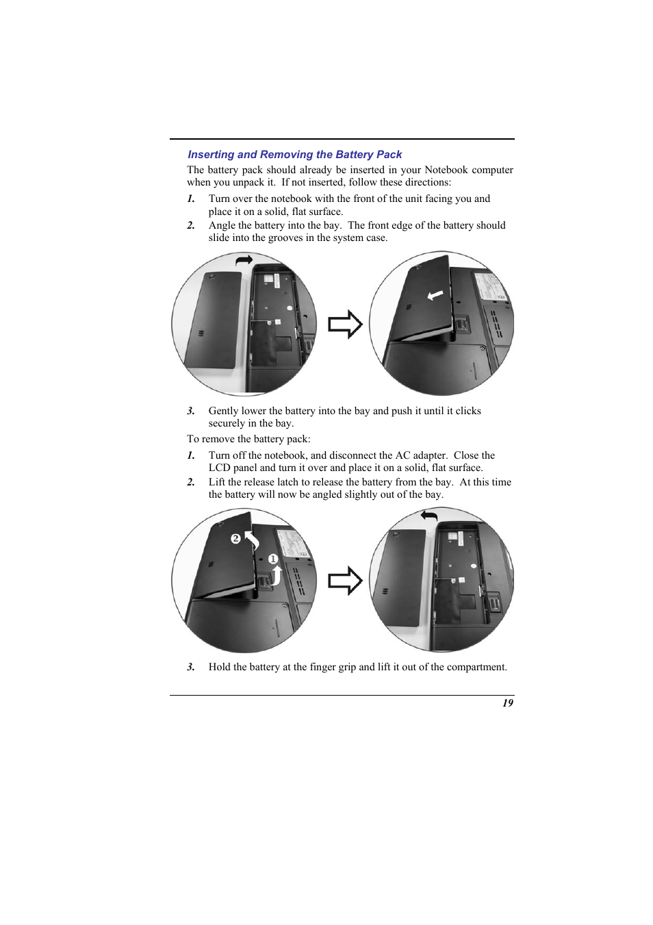 Inserting and removing the battery pack | Elitegroup 536 User Manual | Page 27 / 71