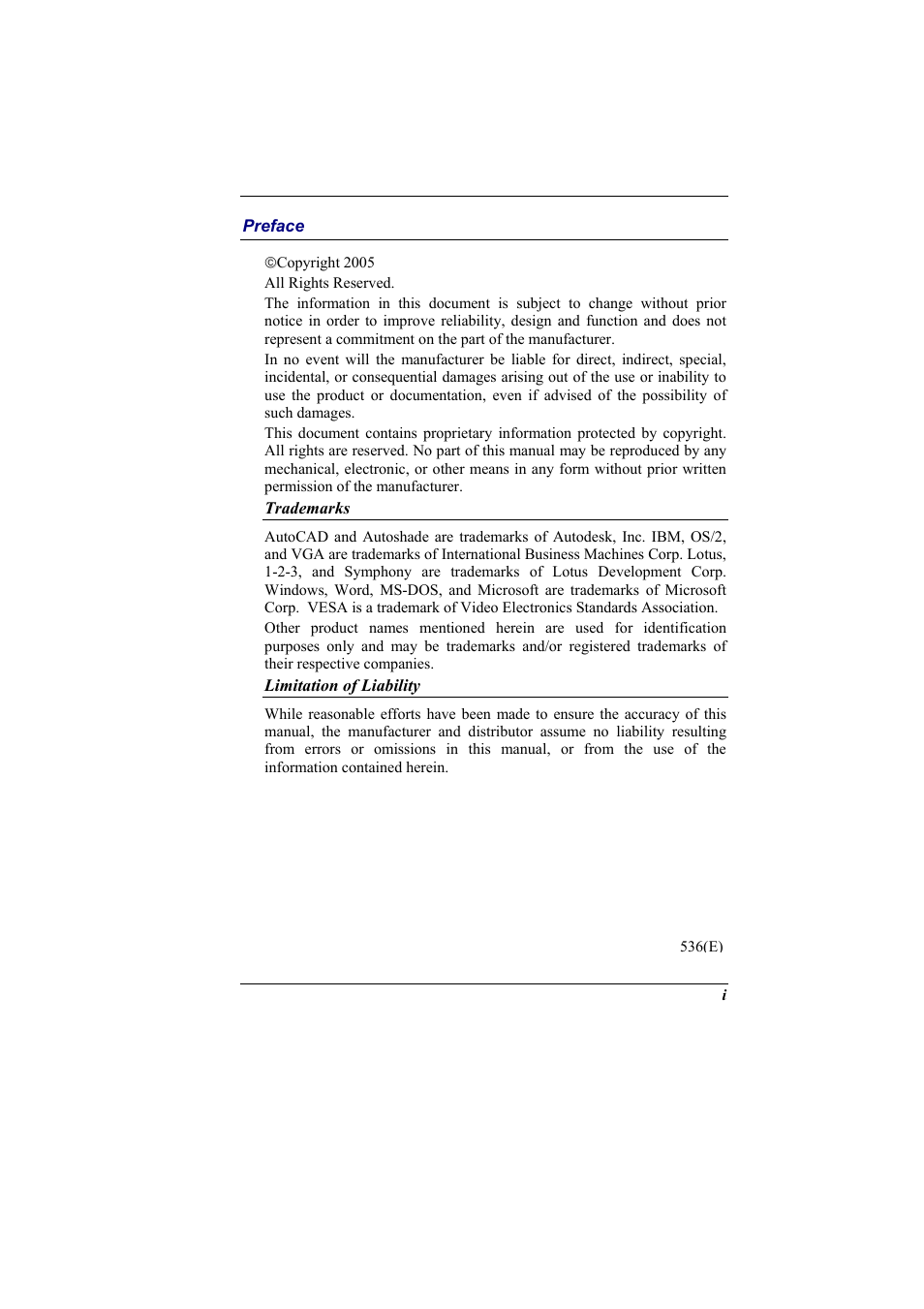 Elitegroup 536 User Manual | Page 3 / 71