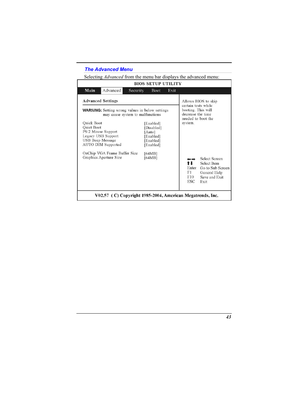 The advanced menu | Elitegroup 536 User Manual | Page 51 / 71