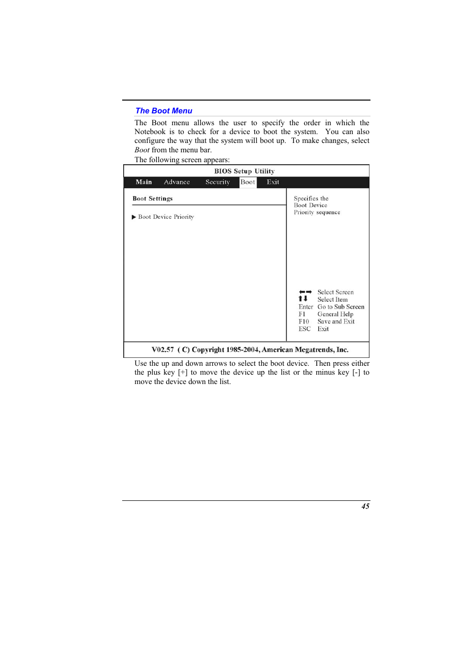 The boot menu | Elitegroup 536 User Manual | Page 53 / 71