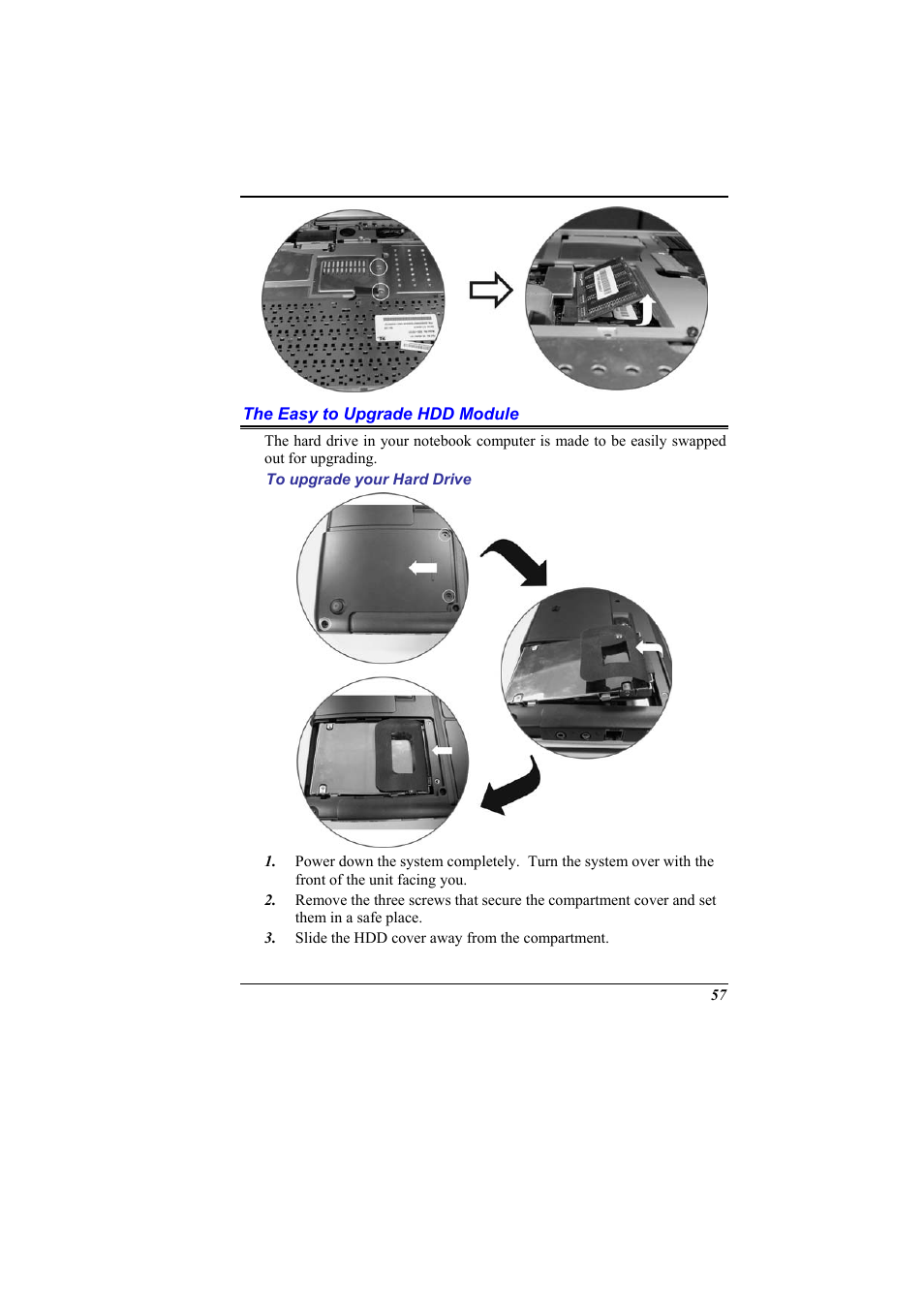The easy to upgrade hdd module, To upgrade your hard drive | Elitegroup 536 User Manual | Page 65 / 71