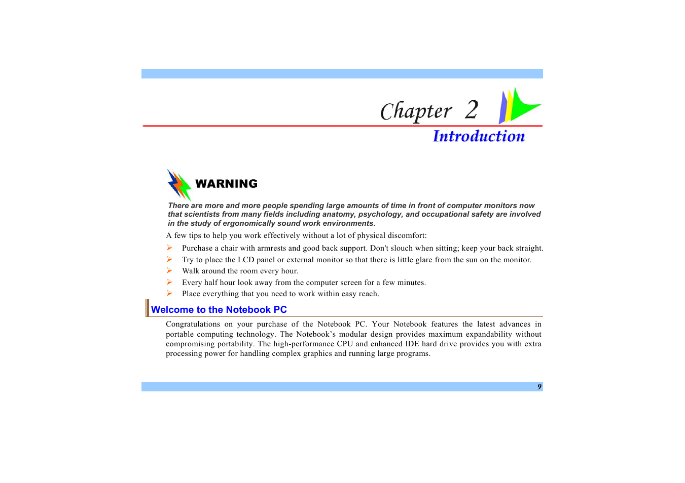 Welcome to the notebook pc, Introduction | Elitegroup 532 User Manual | Page 17 / 83