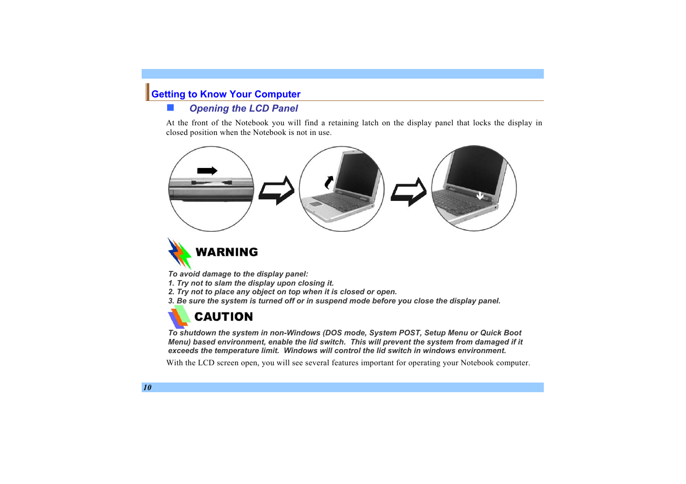 Getting to know your computer, Opening the lcd panel | Elitegroup 532 User Manual | Page 18 / 83