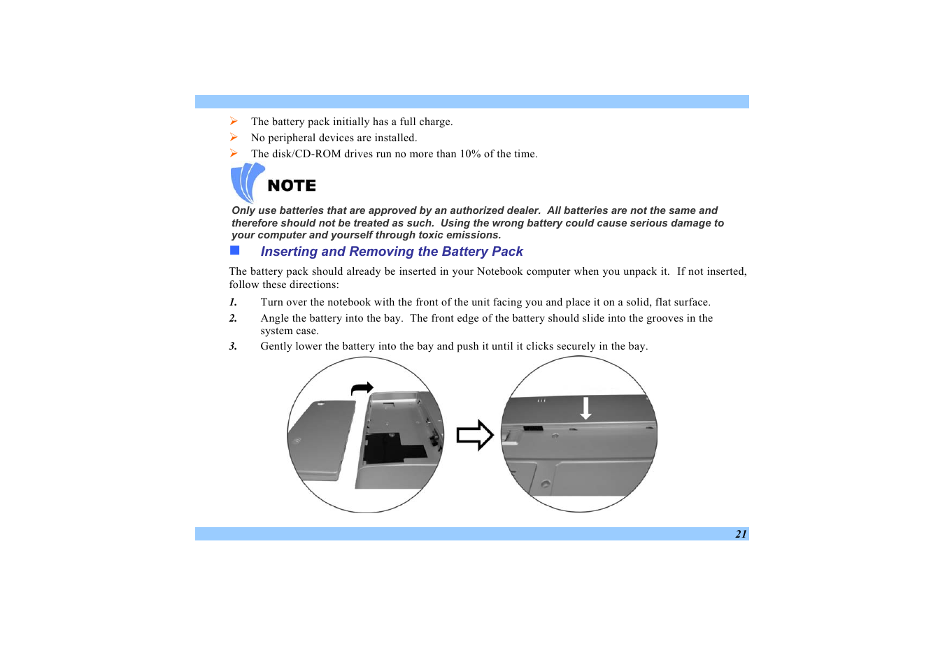 Inserting and removing the battery pack | Elitegroup 532 User Manual | Page 29 / 83