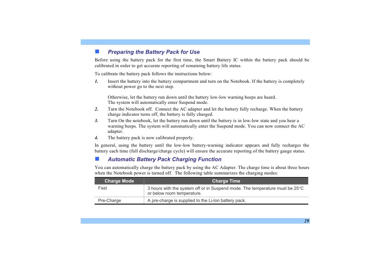 Preparing the battery pack for use, Automatic battery pack charging function | Elitegroup 532 User Manual | Page 37 / 83