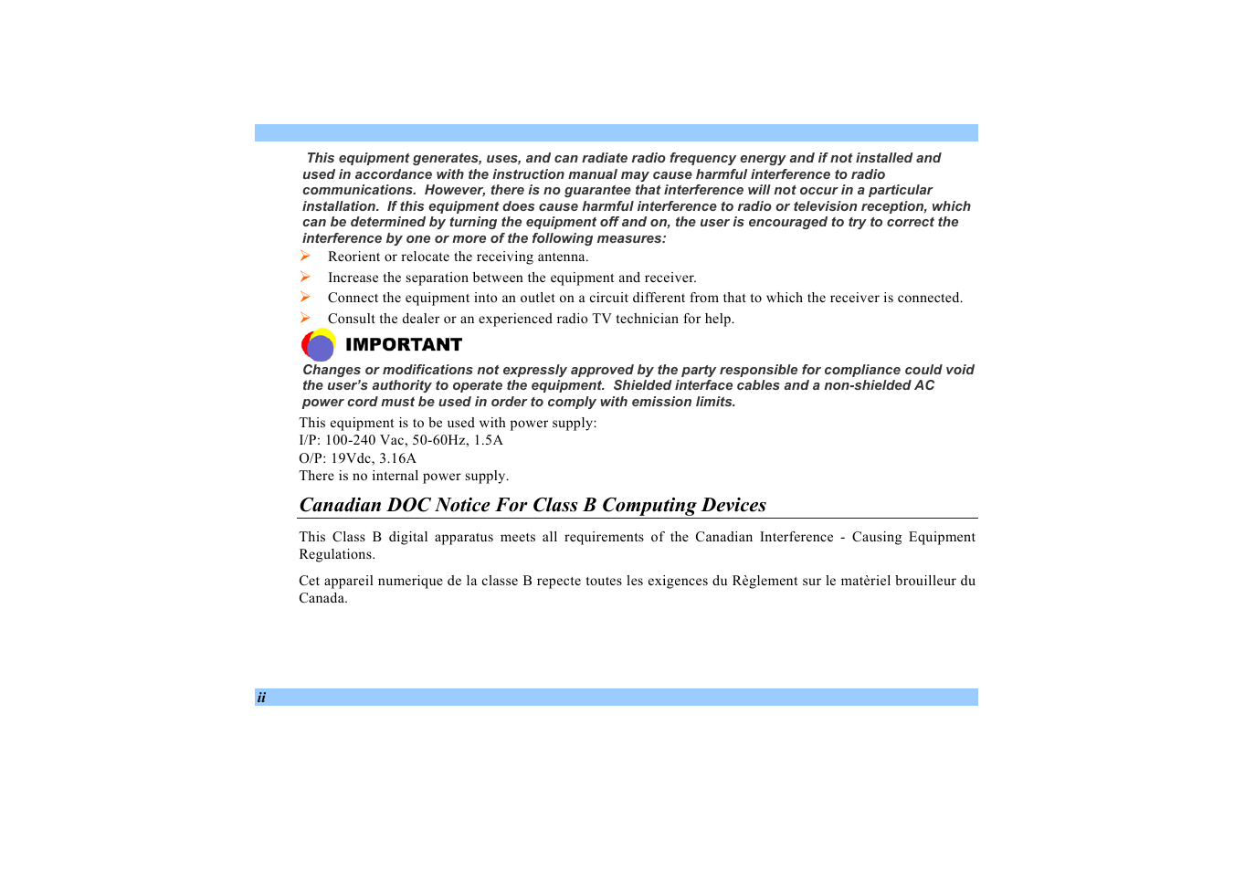 Canadian doc notice for class b computing devices | Elitegroup 532 User Manual | Page 4 / 83