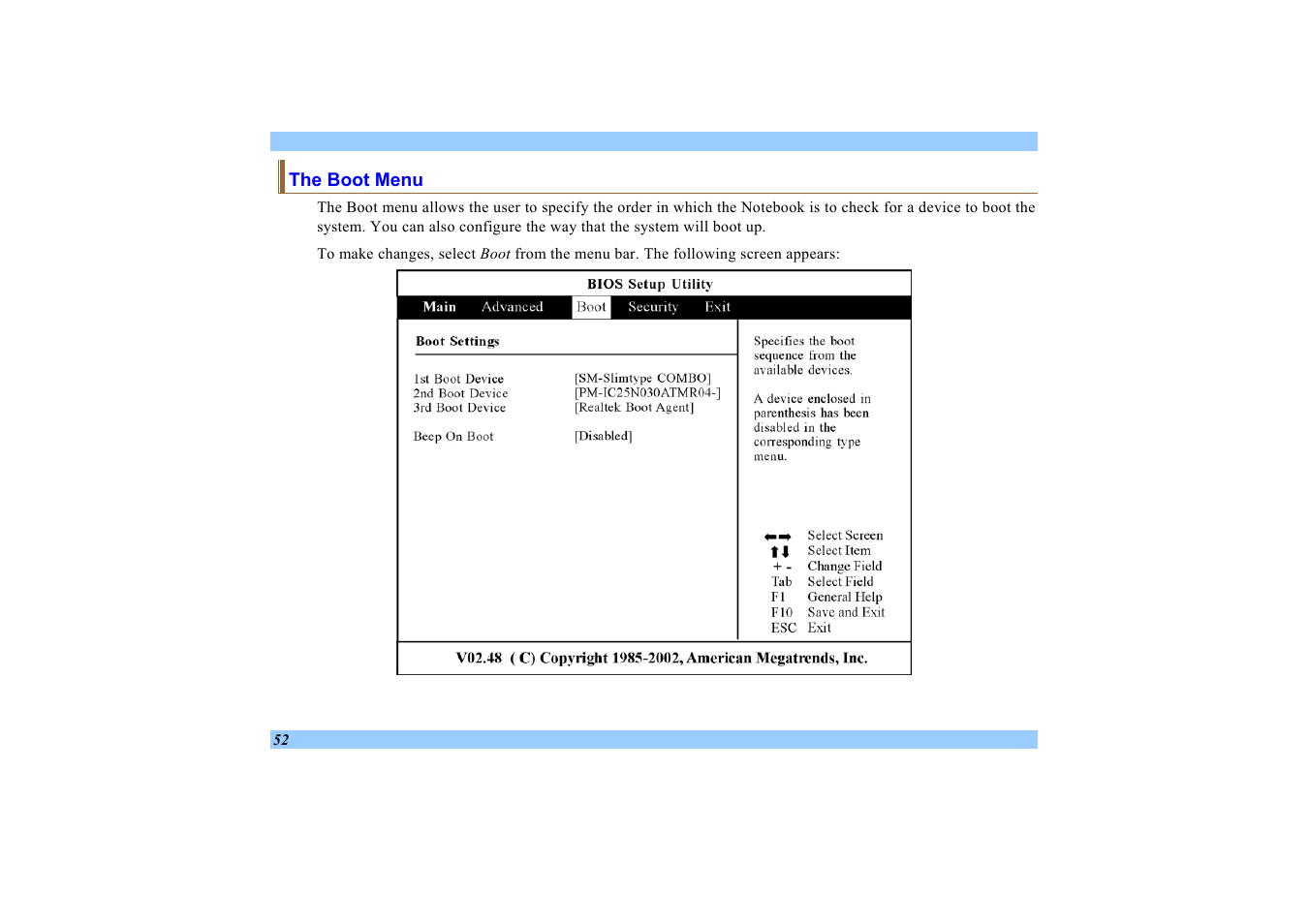 The boot menu | Elitegroup 532 User Manual | Page 60 / 83