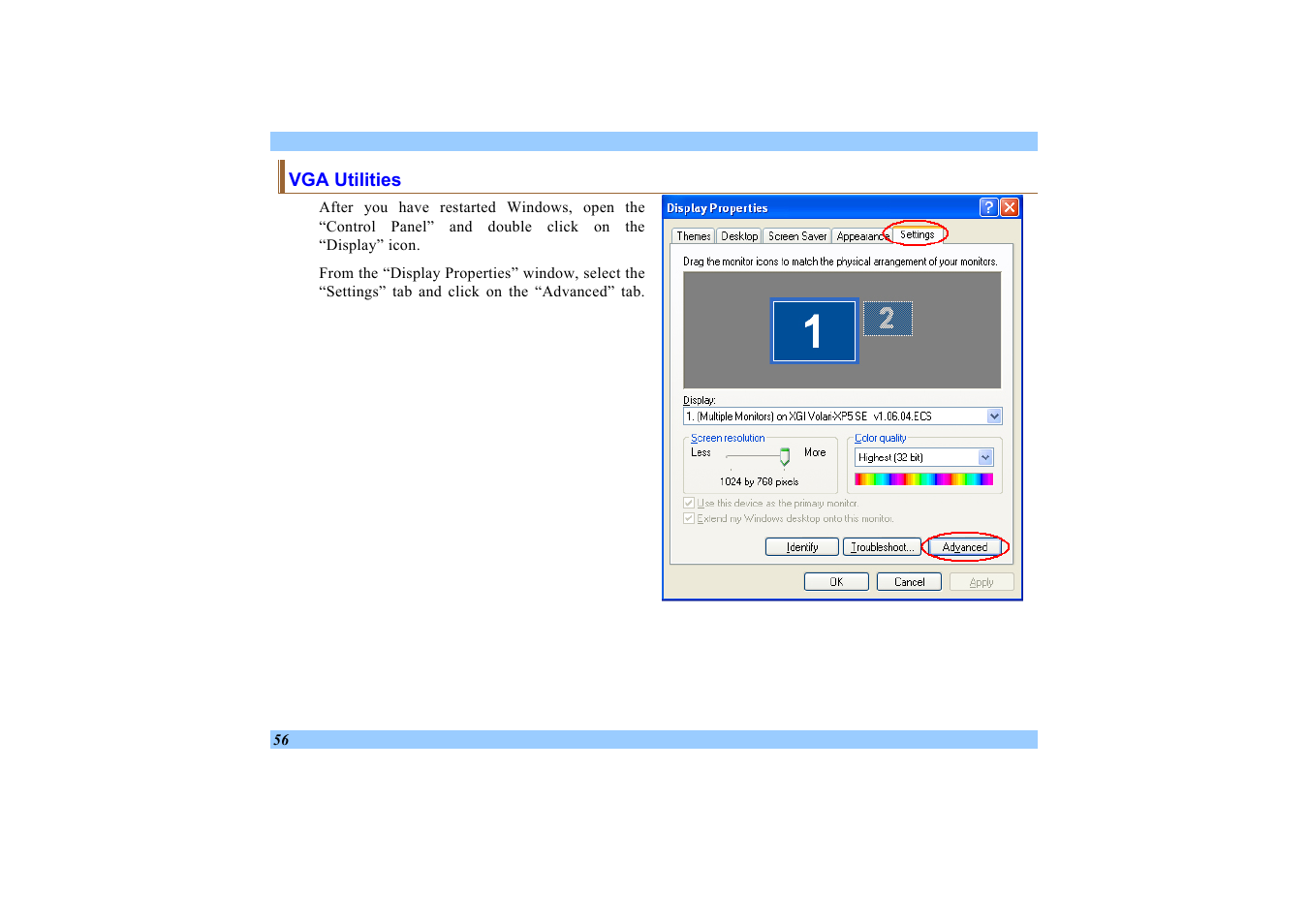 Vga utilities | Elitegroup 532 User Manual | Page 64 / 83