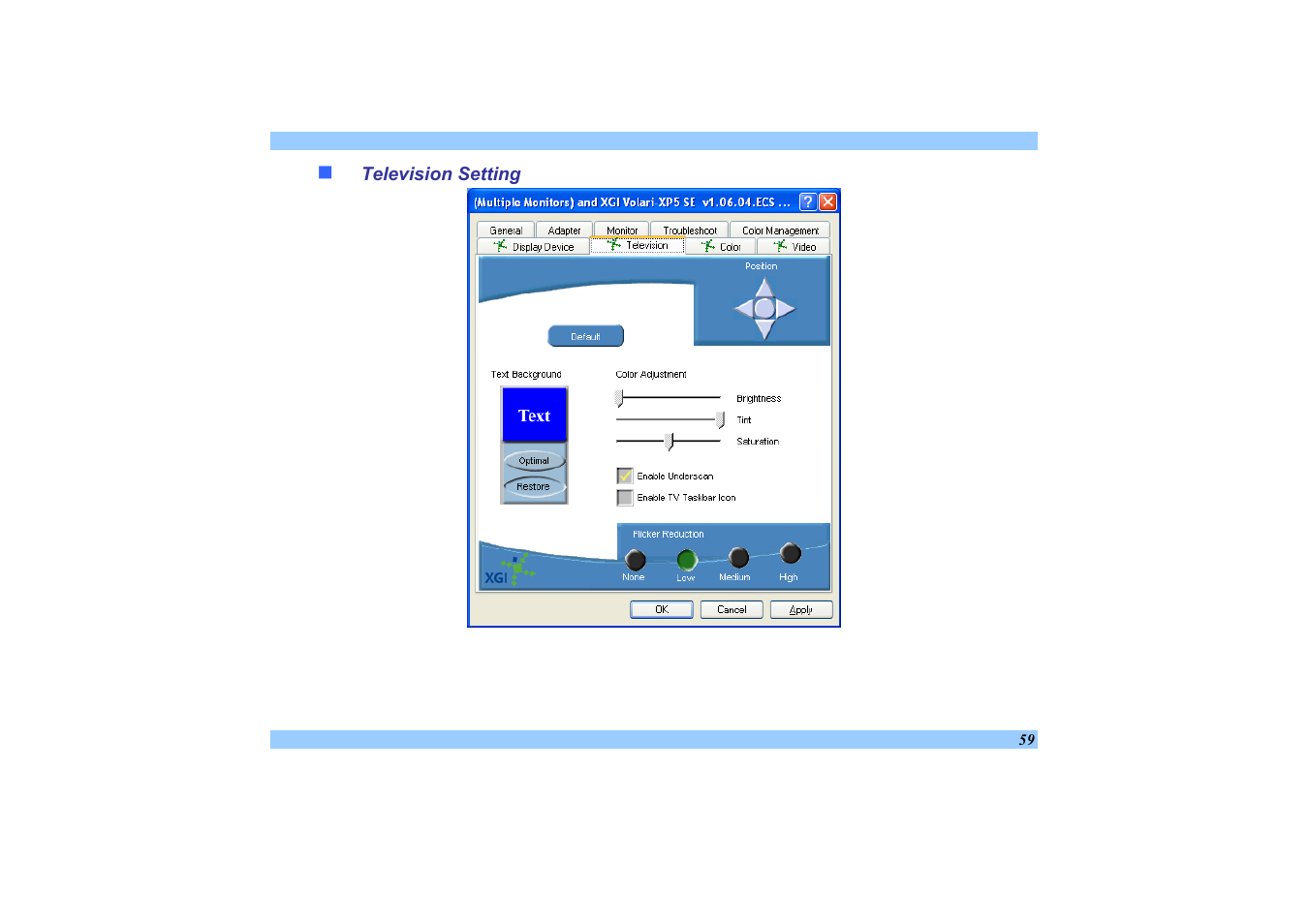 Television setting | Elitegroup 532 User Manual | Page 67 / 83