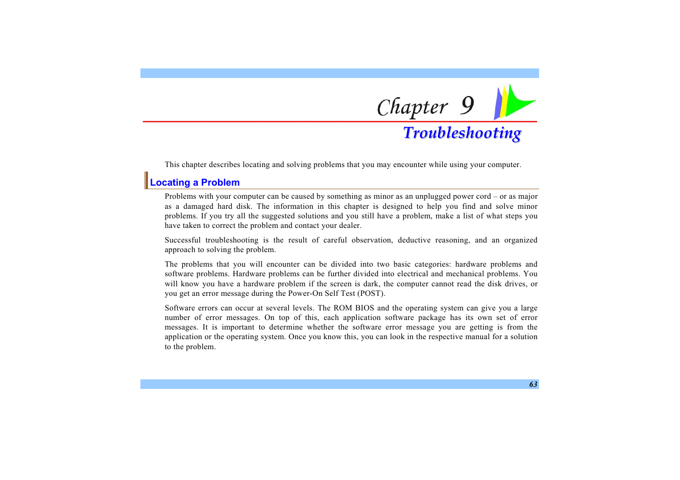 Locating a problem, Troubleshooting | Elitegroup 532 User Manual | Page 71 / 83