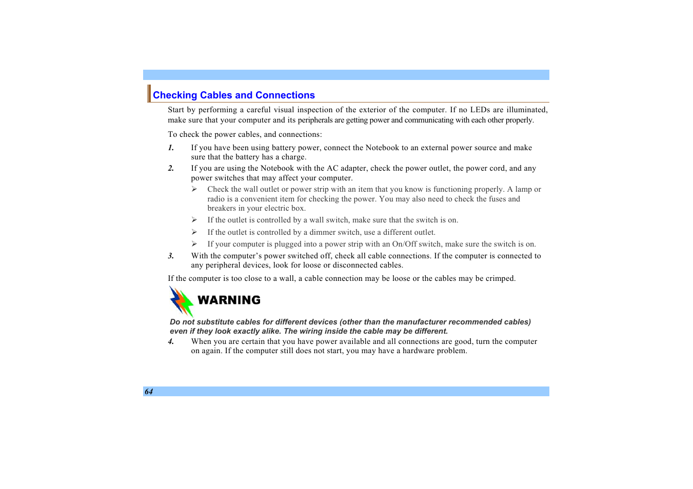 Checking cables and connections | Elitegroup 532 User Manual | Page 72 / 83